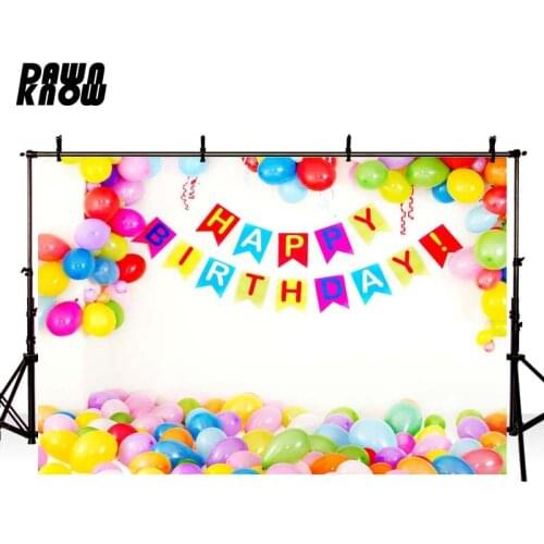 DAWNKNOW Colorful Balloon Flag Photography Background Baby Photocall Backdrop Children Birthday Party Photo Shoot Studio GY454