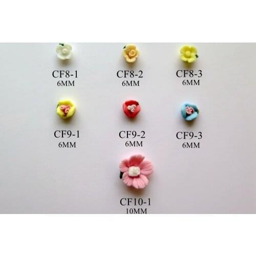 CF8-10 30pcs Cute 6mm/10mm Ceramic Flower Shape Peach-Flower Nail Art Decoration Handmade Ceramic Flower