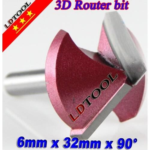 CNC Engraving 3D Bits Router 90 Degree 6mm x 32mm V Groove Acrylic Wood chamfer HUHAO # V63290