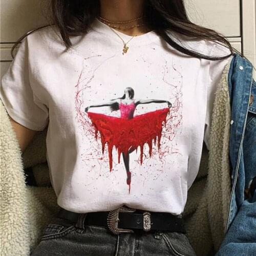 Red Heart Dance Printed T Shirt Fashion Women T Shirt Female Harajuku Graphic Tee Shirts Summer Short Sleeve Tops Women T-shirts