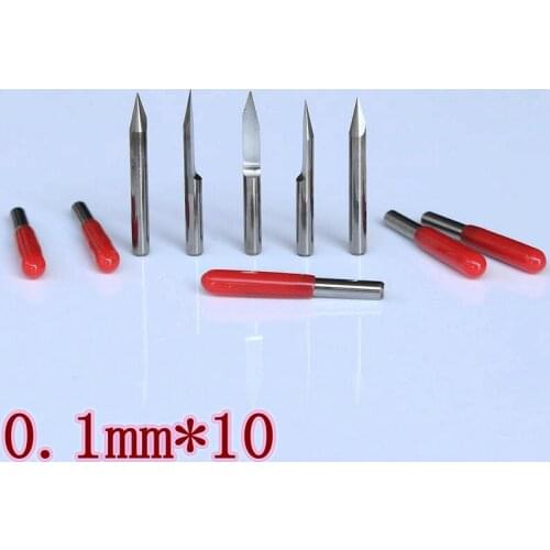 HANGXIN 10pcs V-shaped Tungsten Carbide PCB Milling Knife Flat Carving Head, CNC Router Metal Tool End Milling Cutter Mini Drill