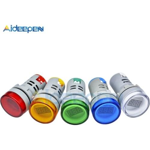 22mm AC 60-500V LED Digital Display Voltage Meter Voltmeter Indicator Signal Lamp Volt Light Tester Red Orange Green White Blue