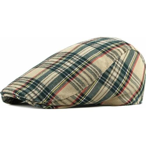 Korean 2019 New Autumn Winter Peaked Cap Classic Fine Stripe Lattice Octagonal Cap Fashion British Striped Beret For Men Gift