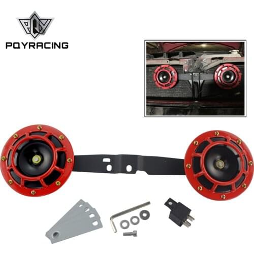 PQY - Horns Bracket & 2pcs 12v 115DB Super Loud Compact Electric Air Horn For 2008-2014 Subaru Impreza WRX / STi