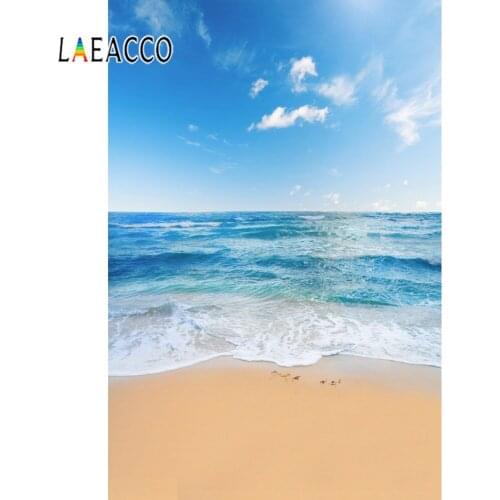 Laeacco Summer Seaside Landscapes White Clouds Portrait Scene Photographic Backdrop Baby Photography Background For Photo Studio