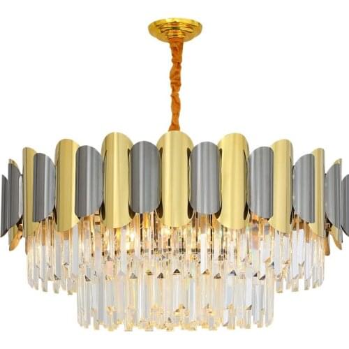 Living Room Lamp Light Luxury Crystal Chandelier Post Modern Restaurant Bedroom Net red Stainless Steel Lamp Villa Hotel Lamp