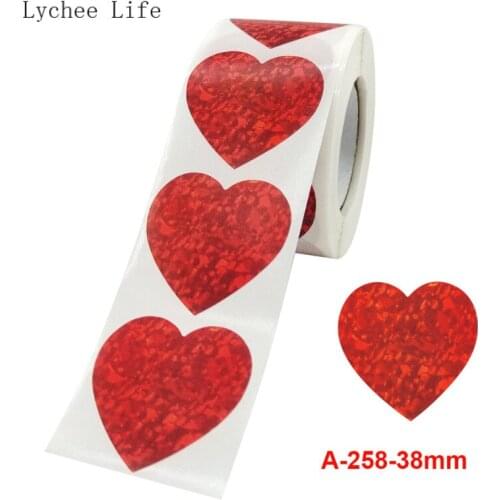 Lychee Life 500Pcs/Roll Valentines Day Heart Scrapbooking Stickers Seal Label Gift Packing Home Decoration Sticker Tags
