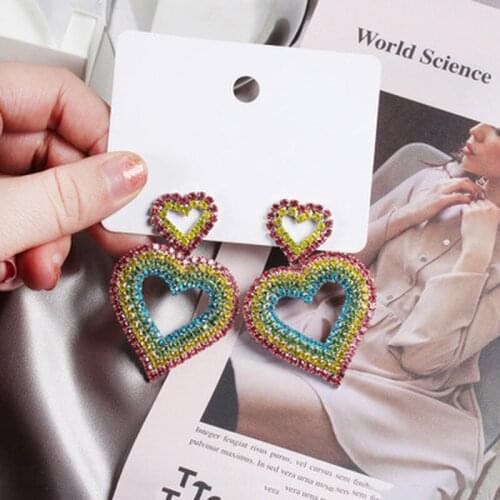 Fashion Jewelry Earrings for Women 2020 Crystal Tassel Heart Dangle Bridal Earrings Long for Wedding Party Earring Korean