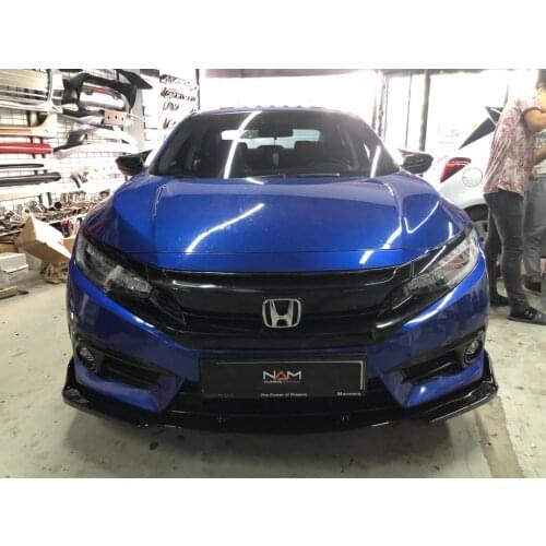 Front Bumper Attachment For Honda Civic Fc5 3 Piece Piano Black Lip Splitter Auto Car Styling Accessory Ornament