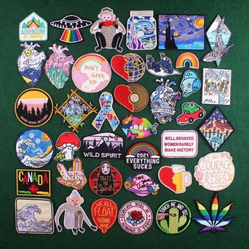Cartoon Wilderness diy Patches Embroidey Patch Animal Iron On Patches For Clothes Stickers Letter Badge Patches Jacket Applique