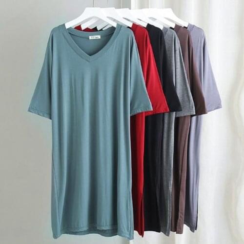 Women night wear sexy sleepwear nightgowns new half-sleeve cotton nightdress v-neck loose nightshirt woman spring summer dress