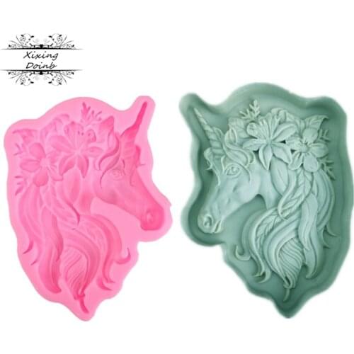 New DIY Unicorn head shape silicone mold soft clay clay drop chocolate chocolate mold cake decorating tool