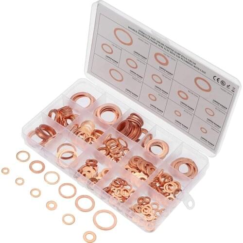 2021New 280/200/100Pcs Copper Sealing Solid Gasket Washer Crush Flat Seal Ring Tool Hardware Accessories Metal Washer