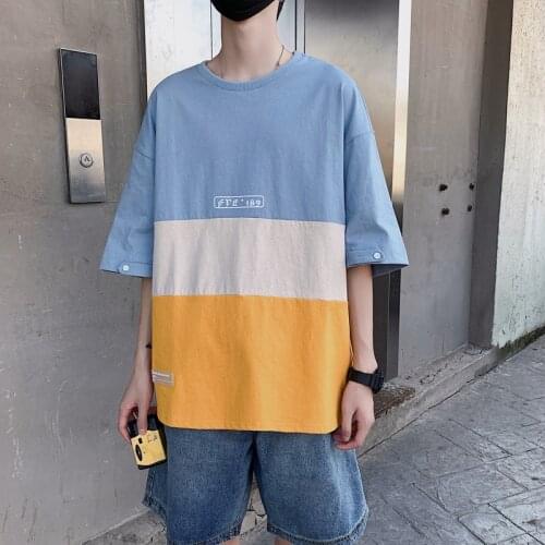 Striped Print Short Sleeve Tshirts Men Harajuku Casual Hip Hop Streetwear Tops Tees 2021 Fashion T Shirts Male