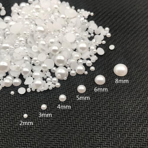 Half Round Pearls ABS Flatback Imitation Pearl Acrylic Rhinestones Scrapbook Beads 3D Nail Art Craft Decoration