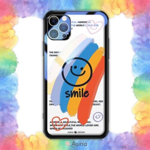ASINA Transparent Tempered Glass Case for iPhone 11 12 Pro Max 12 Mini XS XR X Fashion Cartoon Cover For iPhone 7 8 Plus SE 2020
