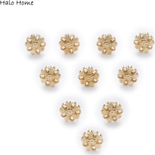 10pcs Flower Shape Metal Shank Buttons Clothing Shirt Decor Replace Sewing Garment Supplies Accessory 8mm