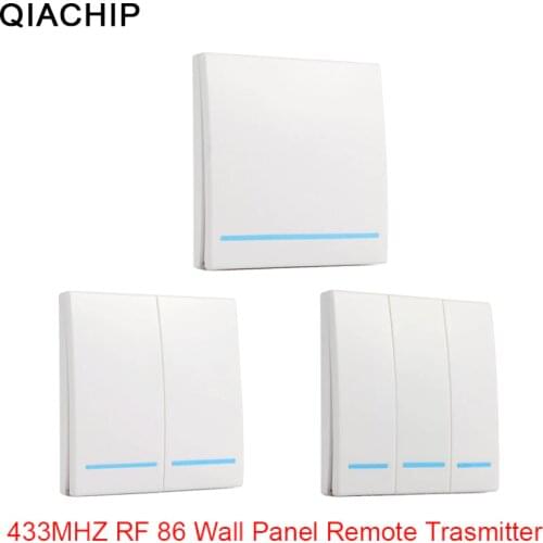 QIACHIP 433MHz Universal Wireless Remote Control 86 Wall Panel RF Transmitter Receiver 1 2 3 Button For Home Room Light Switch