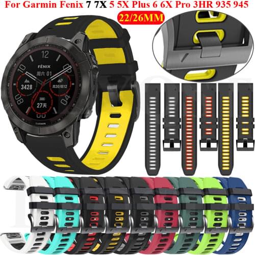 22 26mm Silicone Watchband Wrist Strap Band For Garmin Fenix 6 6X Pro 5 5X Plus QuickFit Wristband Forerunner 935 945 Smartwatch