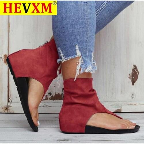 Summer Female Flip Flop Zipper Casual Woman Sandal Ladies Sandals Clip Toe Flat Women Platform PU leather Gladiator Shoes