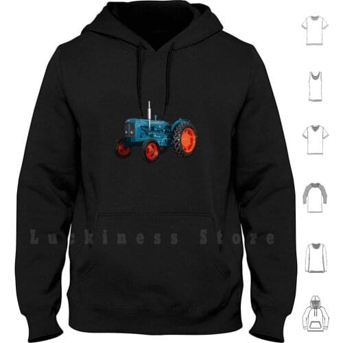 Blue Tractor Hoodies Long Sleeve Tractor Farm Agriculture Machine Ranch Heavy Orange Blue Mechanical