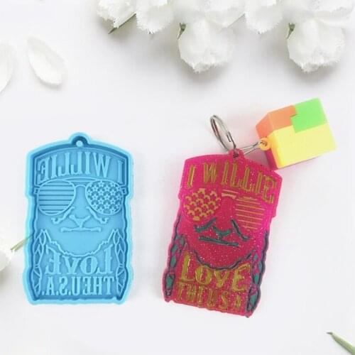 Sunglasses Flag Keychain Epoxy Resin Mold Hanging Pendant Silicone Mould DIY Crafts Jewelry Necklace Casting Mold