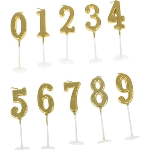 Gold Number 0-9 Candles 1pcs For Wedding Birthday Party Anniversary Celebration Cake Topper Decoration Candle