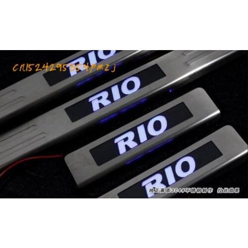 With LED Blue stainless steel light Scuff Plate / Door Sill For Kia RIO 2010-2015 4 S / SET Auto parts