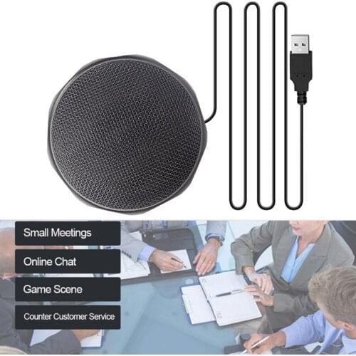USB Omnidirectional Condenser Microphone Mic Metal Desktop Pickup Microphone Meeting Computer Desktop Laptop PC Chat Video Game