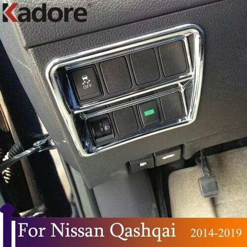 Inner Accessories For Nissan Qashqai 2014 2015 2016 2017 2018 2019 Chrome Headlight Switch Cover Trim Car Styling Stickers