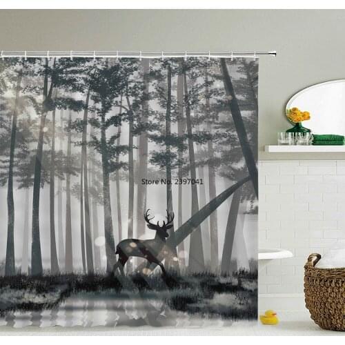 Waterproof Fabric Shower Curtains Tree leaves White Birch Bathroom Large 240X180 3D Print Decoration Shower Curtain Bath Screen