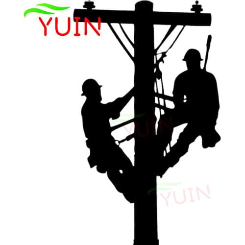 Electrician Power Pole Fun Car Sticker Fashion Decoration PVC Waterproof Sunscreen Decal Black/White/Red/Laser/Silver