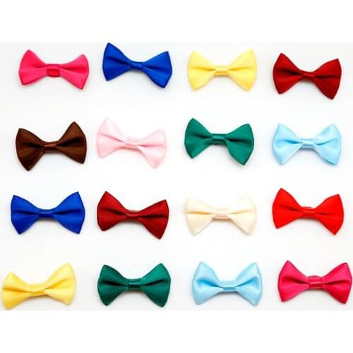 100Pcs 4*2.5cm Mini Satin Ribbon Bowknot Hair Clips Applique DIY Wedding Bow Tie Craft Scrapbooking Decoration