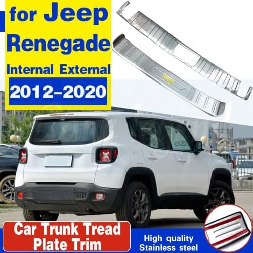 Stainless Steel Rear Bumper Protector Sill Trunk Tread Plate Trim Inside External For Jeep Renegade 2012-2020 Car styling