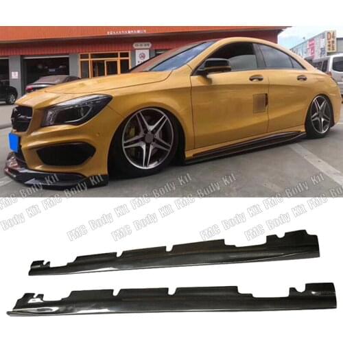 True Carbon Fiber Side Skirts Extensions Aprons Trim For Mercedes Benz W117 CLA Class CLA220 260 CLA45 Sport Car Tuning 14-18
