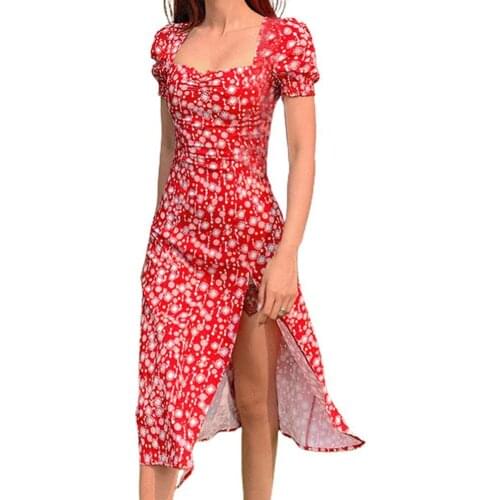 Summer Women Dress Office Lady Zipper Ruffle Exquisite Summer Floral Print Dress Date Apparel Elegant Party Dresses