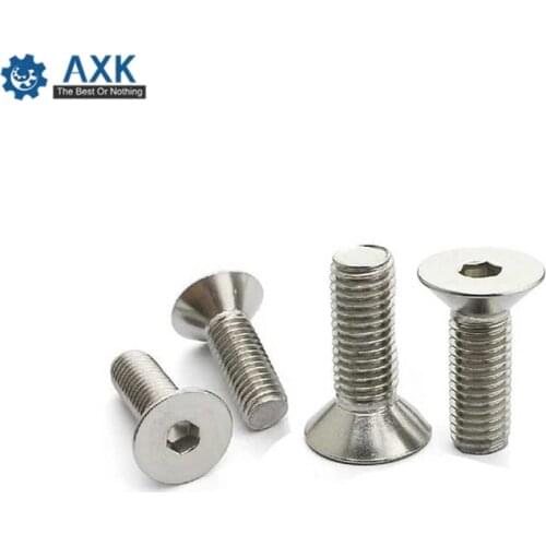 10/50pc M2 M2.5 M3 M4 M5 M6 M8 304 A2 Stainless Steel GB70.3 Hexagon Hex Socket Head Flat Countersunk Allen Bolt Screw L=3-100mm