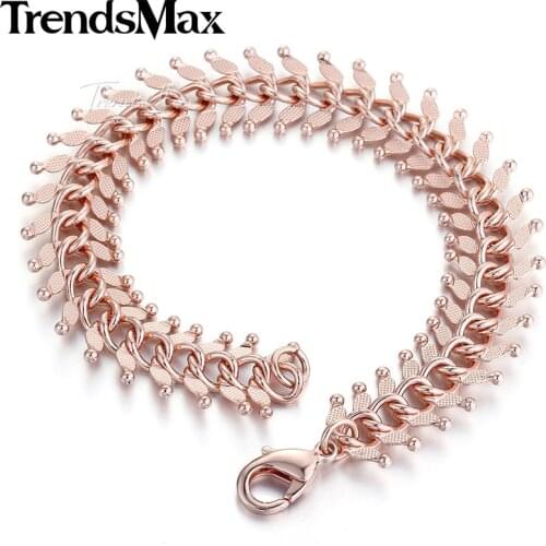 14mm 20cm 23cm 585 Rose Gold Filled Mens Bracelet for women Centipede Link Chain GB275