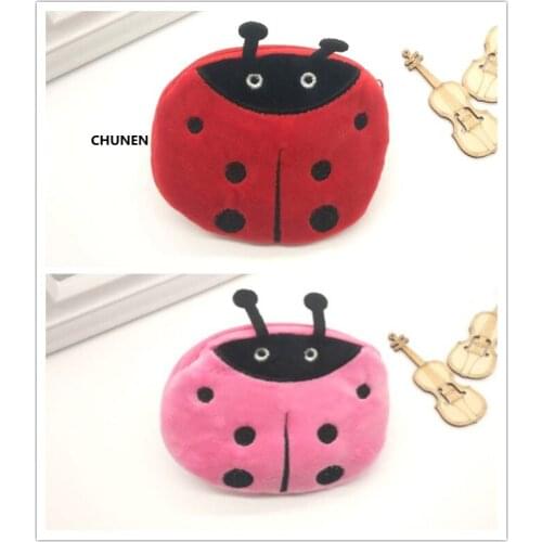 2Colors- Cute Ladybug Plush Purse - 11CM Plush Toys Purse , Kids Key Hook Toy plush purse , Plush Coin Purse