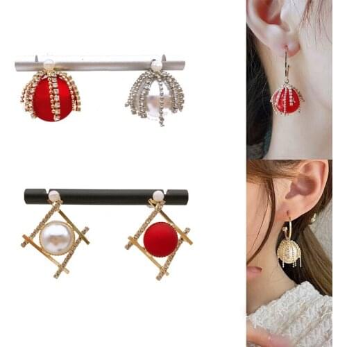 2020New 50Pcs Red Pearl Rhinestones Button for DIY Jewelry Earring or Necklace Pendants Accessories CY75-CY76