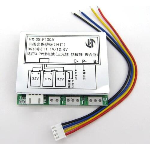 3S 100A 11.1V 12V Lithium 18650 Battery Cell BMS PCB Protection Board with Balance 3.7vx3