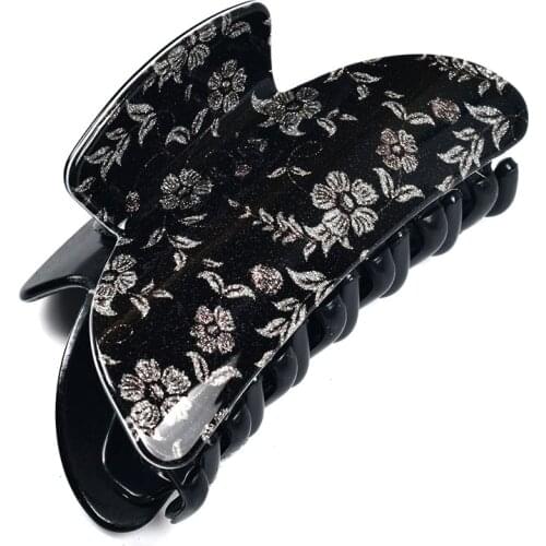 2pcs/lot 7.5cm 2020 Vintage Floral Print Hair Claws for Women Hair Barrettes Hairpins Crab Black Clip Hair Accessories 19101