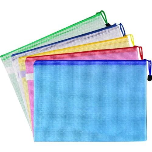 A4 Size Mesh Document File Bags Storage Pouch with Zipper for Cosmetics Offices M17F