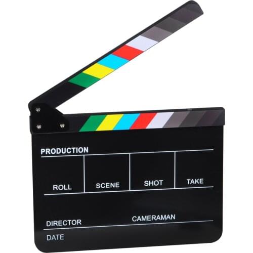Acrylic Plastic Slate 25x30cm/10x12" Dry Erase Directors Film Clapboard Cut Action Scene Clapper Board Slate with Color Sticks