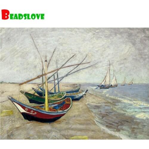 5D DIY Diamond Painting Kit Vincent van Gogh vanke sail sail sea view Cross Stitch Diamond Embroidery Rhinestones Diamond Mosaic