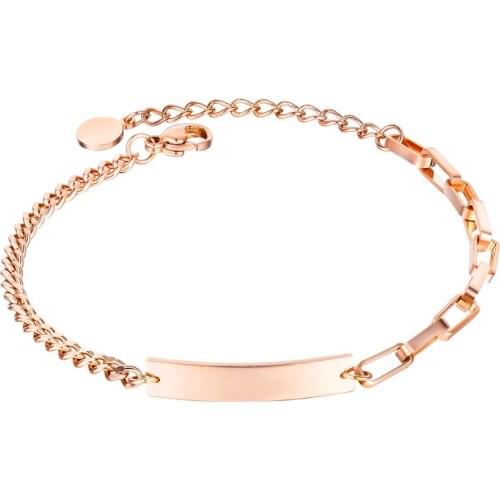 2020 fashion simple rose gold adjustable bracelets for women charms kpop wristband bijoux acier inoxydable accessories wholesale