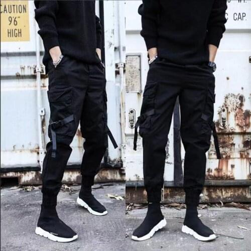 Spring/summer camouflage Cargo Pants slacks for men Harem Pants hip hop army ins ankle banded pants Elastic Waist black white