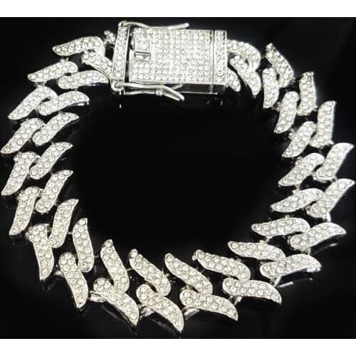 Hip Hop 20MM Thorns Gold Heavy Miami Prong Full Iced Out Paved Rhinestones Cuban Chain CZ Bling Rapper Necklaces For Men Jewelry