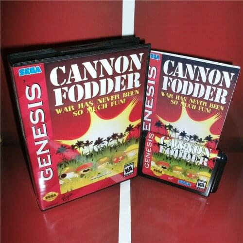 Cannon Fodder US Cover with Box and Manual For Sega Megadrive Genesis Video Game Console 16 bit MD card