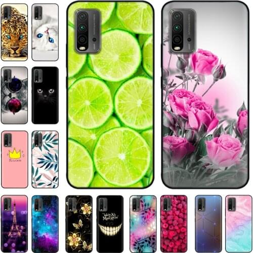 For Xiaomi Redmi 9T Back Case Silicone Back Cover Phone Case for Redmi 9T Redmi9t 9 T Soft Case Etui Bumper Coque Cat Flower